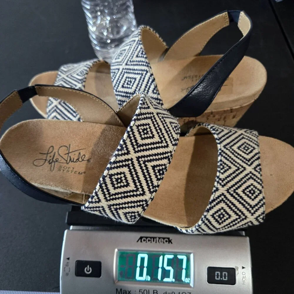 Lifestride Womens Marcela Wedge Sandals Size 6.5 Comfort Summer Cork Open Toe